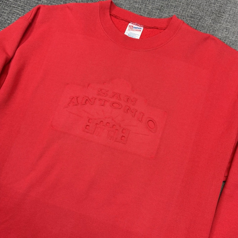 Vintage 90s‎ San Antonio Texas Crewneck Sweatshirt Large Fade Red USA Hanes